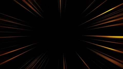 Gold anime speed line background animation on black. Radial Comic Light Speed Stock Footage 277512367
