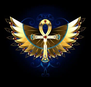 Gold Ankh with wings Stock Illustration