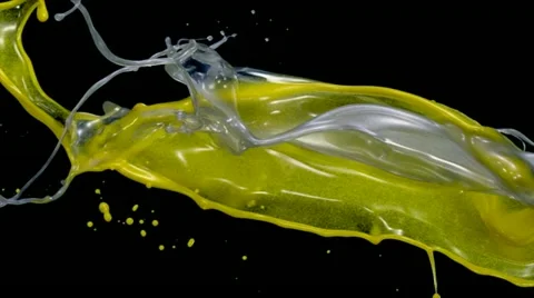 Gold ans sliver liquid splash, Slow Motion Stock Footage 10878950