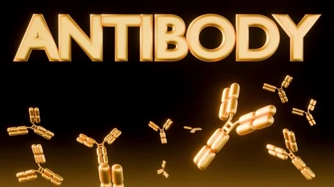 Gold antibody molecules in the black background Stock Footage 281132209
