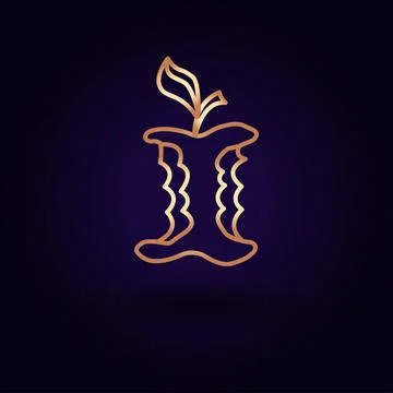 Gold apple icon. Vector illustration isolated on a blue background. School to 스톡 일러스트