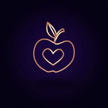 Gold apple icon. Vector illustration isolated on a blue background. School to Stock Illustration