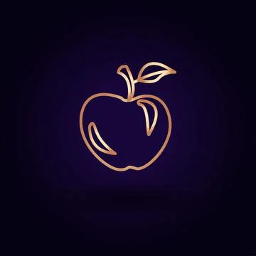 Gold apple icon. Vector illustration isolated on a blue background. School to 스톡 일러스트