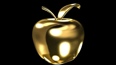 Gold apple with leaf Video stock 8573906