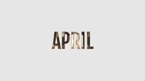 Gold April Text on Transparent for Spring Calendar Title Screen Vídeos de archivo 347379311