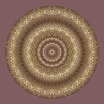 Gold arabesque 3d mandala pattern. Ornamental background. Vector backdrop. Fl Stock Illustration