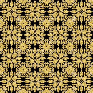 Gold arabic seamless pattern, shimmer gold glitter background for design Stock Illustration