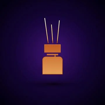 Gold Aroma diffuser icon isolated on black background. Glass jar different with Stock Illustration