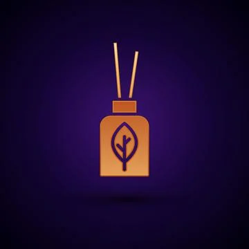 Gold Aroma diffuser icon isolated on black background. Glass jar different with Stock Illustration