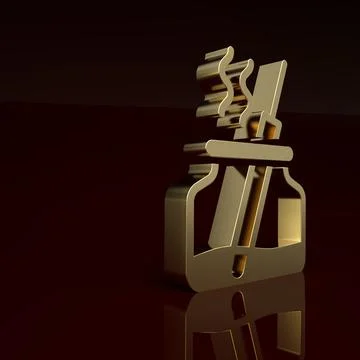 Gold Aroma diffuser icon isolated on brown background. Glass jar different with Stock Illustration