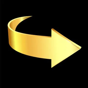 Gold arrow on black background Stock Illustration