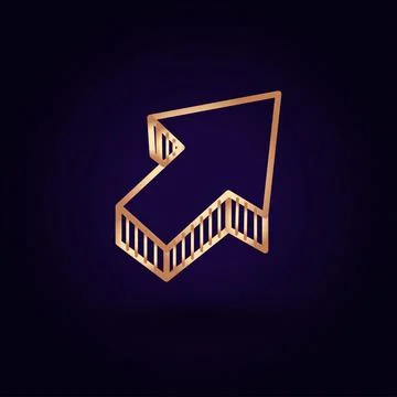 Gold arrow icon. Vector illustration isolated on a blue background. School to Stock Illustration