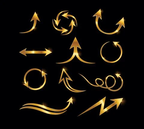 Gold Arrow Vector Sign Stock Illustration