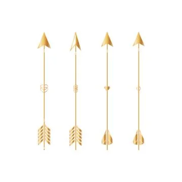 Gold arrows isolated on white background. Vector. Stock Illustration