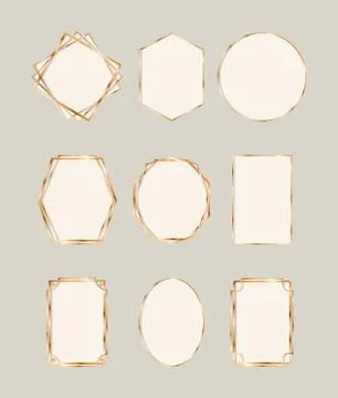 Gold art deco frames set vector design Illustrazione stock