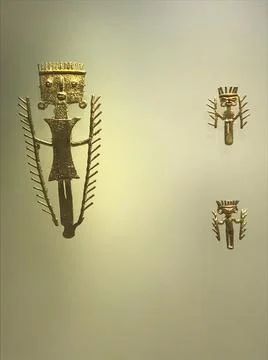 Gold artifacts at Museu do Ouro in Bogota, Colombia. Stock Photos