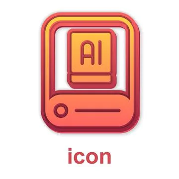 Gold Artificial intelligence AI icon isolated on white background. Machine Stock Illustration