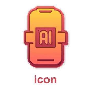 Gold Artificial intelligence AI icon isolated on white background. Machine Stock Illustration