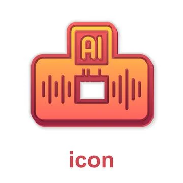 Gold Artificial intelligence AI icon isolated on white background. Machine Illustrazione stock