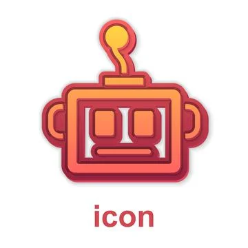 Gold Artificial intelligence robot icon isolated on white background. Machine Illustrazione stock