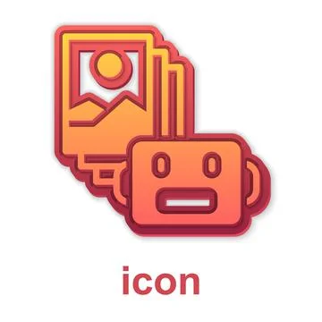 Gold Artificial intelligence robot icon isolated on white background. Machine Stock Illustration