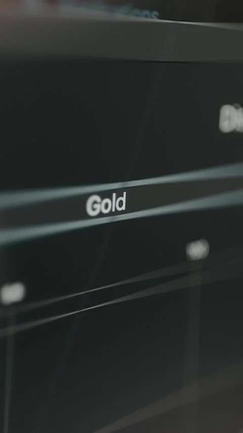 Gold asset name above a chart Stock Footage 329764162