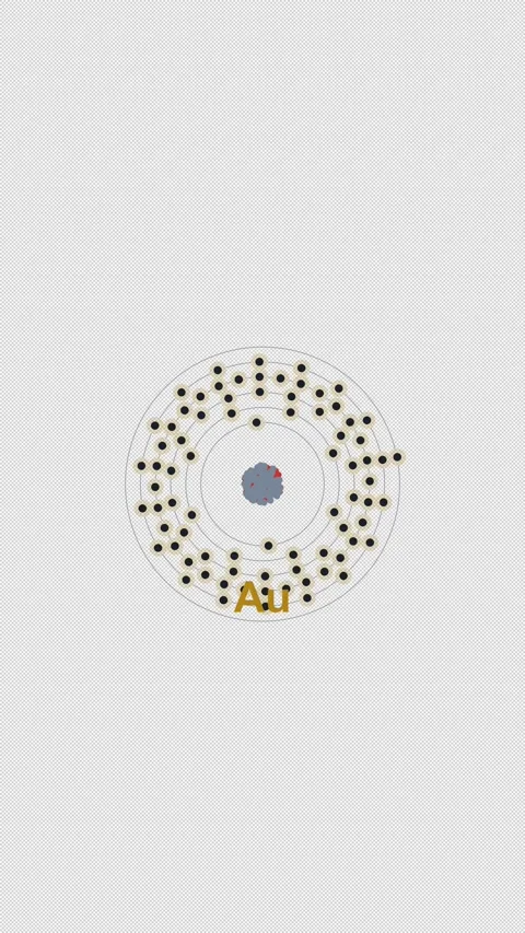 Gold Au Bohr Atom Model Clean No Text Overlay Alpha 4K Vertical 9x16 Light Видео 339501100