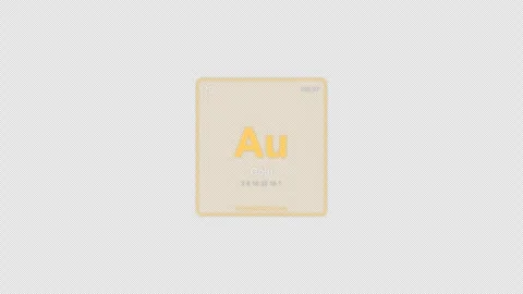 Gold Au Periodic Table Element Tile Labeled Animation Video Overlay Alpha 4K Stock Footage 339367110