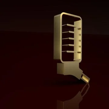 Gold Automatic drinker for small pets icon isolated on brown background Stock Illustration