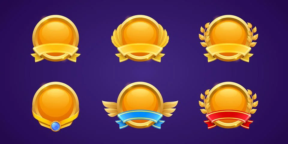 Gold award badges for win in game Stock Illustration