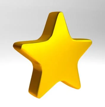 Gold Award Five Pointed Star Icon - 3D Rendering Image Stock Illustration