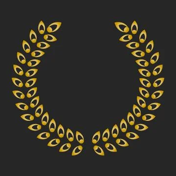 Gold award laurel wreath on dark background. Stock Illustration
