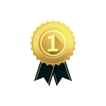 Gold award with a number on it. Vector drawing Stock Illustration