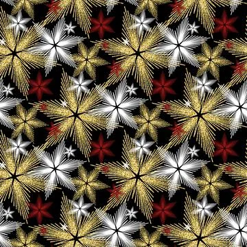 Gold background christmas seamless pattern with snowflake golden shiny design Stock Photos