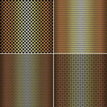 Gold background design lattice with round holes set Illustrazione stock
