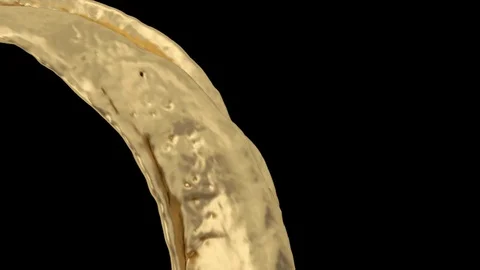 Gold background - liquid bright gold flowing in slow motion, on black (FULL HD) Stock-Footage 79799013