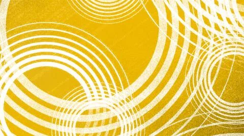 Gold background with white concentric circles and lines, modern art and graphic Stock Illustration