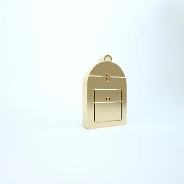 Gold Backpack icon isolated on white background. 3d illustration 3D render 스톡 일러스트