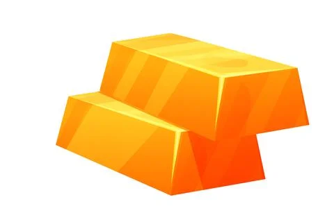 Gold bad stack of bricks, shiny treasure in cartoon style game asset isolated on Stock Illustration