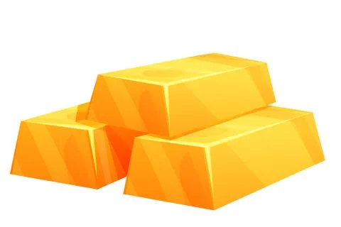 Gold bad stack of bricks, shiny treasure in cartoon style game asset isolated on 스톡 일러스트