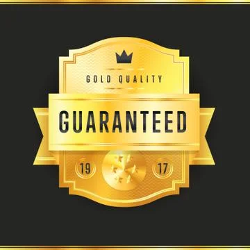 Gold badge with black text vector isolated Illustrazione stock