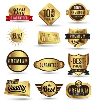 Gold badges set 스톡 일러스트