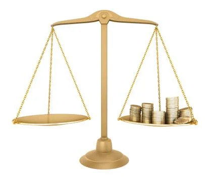 Gold balance. Something equal with money, isolated Stock Illustration