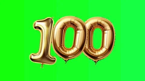 Gold balloon 100 motion loop, video footage Video stock 255384282