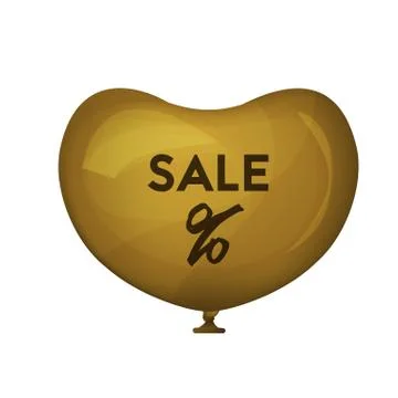 Gold balloon in the shape of a heart. Stock Illustration