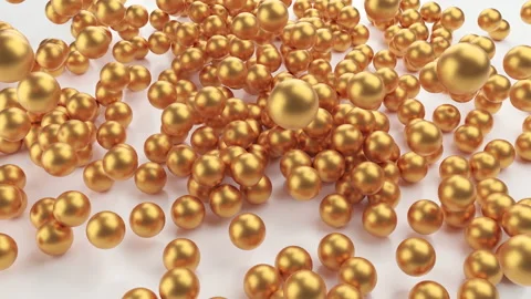 Gold balls falling on the floor, motion graphics, 3D rendering Stock Footage 197554846