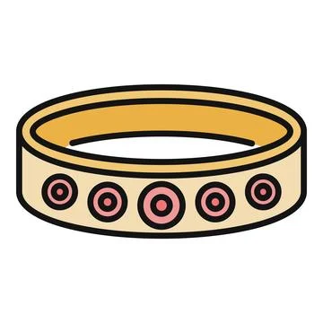 Gold bangle bracelet with decorative pink gems forming pattern Stock Illustration