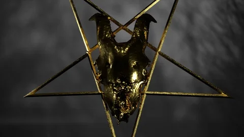 Gold baphomet satanic concept Stock Footage 129858101