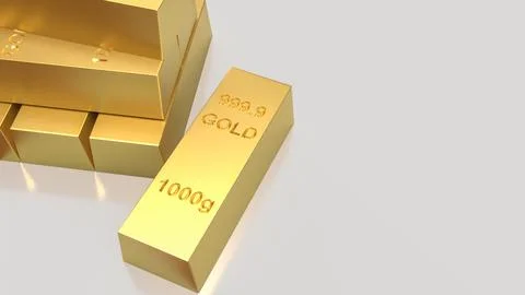 The Gold Bar for Business concept 3d Rendering. Stockillustratie