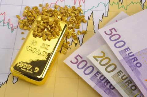 Gold bar on chart Stock Photos